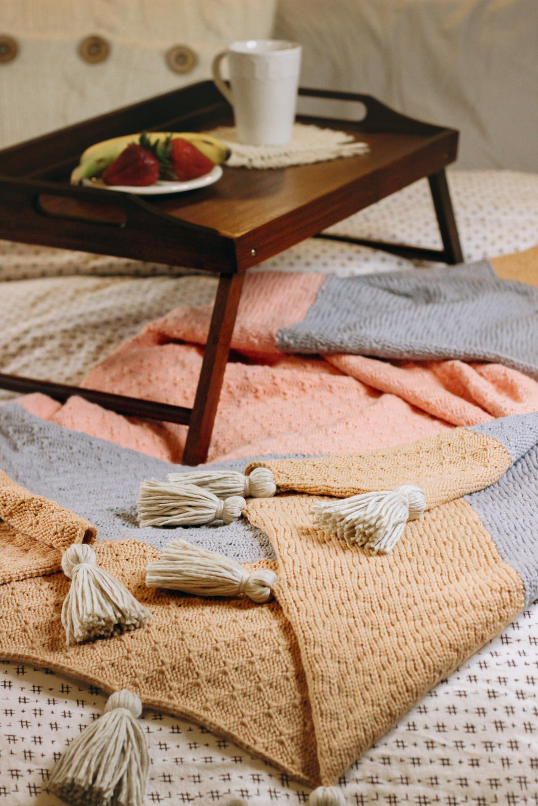 Knitted Stripe Cotton Throw Blanket
